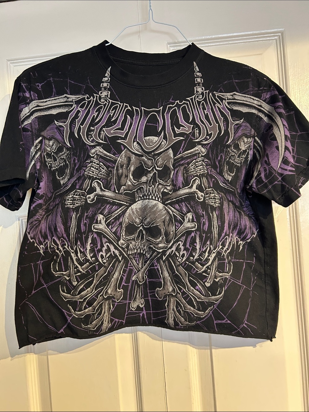 Affliction Cropped Skull Shirt